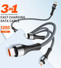 LDNIO LC-94c 100W Type-C to iP/Type-C/Micro USB Cable Fast Charging Data Transmission Copper Core Line 1.2M Long for iPhone 16 15 14 Pro Max for Huawei Mate XT for Xiaomi MIX Fold4 for Samsung Galaxy Z Fold 6