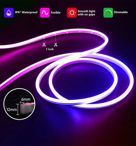 5m 10m Smart Neon Strip RGB LED Neon Light Strip Kit IP67 Waterproof  24V 12W/M Ra92 Flexible LED Strip APP & Remote Control