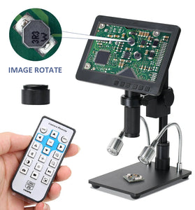 HAYEAR 26MP HDMI-compatible Digital Microscope 2100X Digital Magnification Adjustable 7 inch Screen 60fps Hight Frames Rate Microscope Camera with HDR Mode Can Eliminate Metal Reflection For Soldering HY-2070