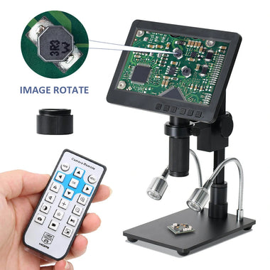 HAYEAR 26MP HDMI-compatible Digital Microscope 2100X Digital Magnification Adjustable 7 inch Screen 60fps Hight Frames Rate Microscope Camera with HDR Mode Can Eliminate Metal Reflection For Soldering HY-2070