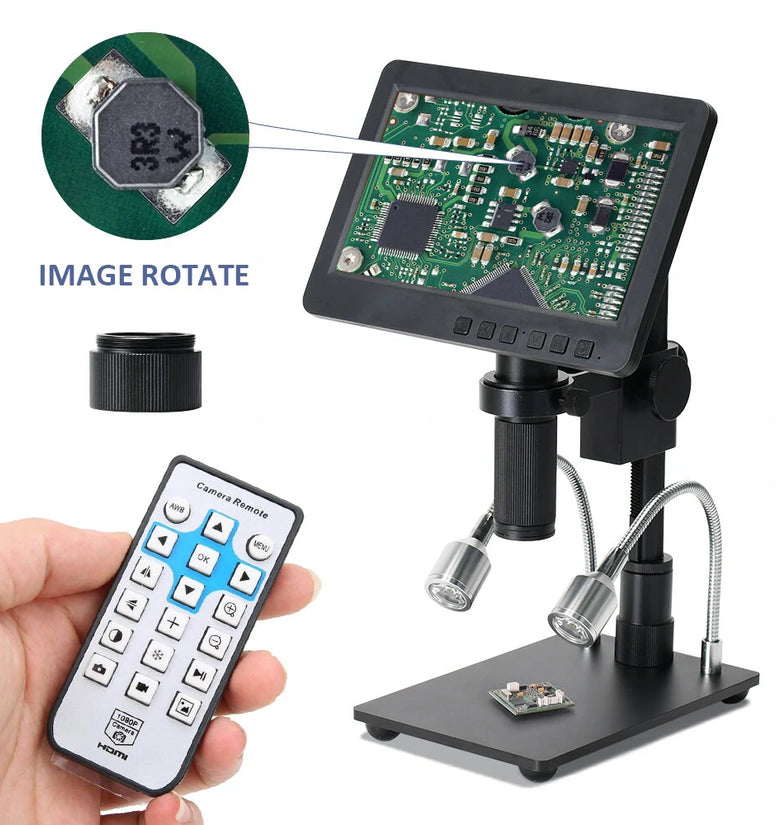 HAYEAR 26MP HDMI-compatible Digital Microscope 2100X Digital Magnification Adjustable 7 inch Screen 60fps Hight Frames Rate Microscope Camera with HDR Mode Can Eliminate Metal Reflection For Soldering HY-2070