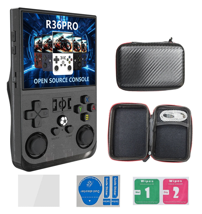 R36PRO 128GB 3.5-inch IPS Screen Handheld Game Console with Dual Hall Joystick Built-in 21000 Games Open Source Linux System Portable Pocket Video Player Game Player