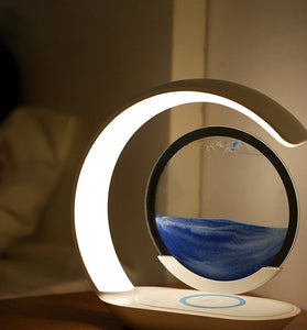 Elfeland Sand Art Design LED Night Light With Wireless Charging Function Touch Control Dimming 3D Hourglass Ornaments Atmosphere Lamp