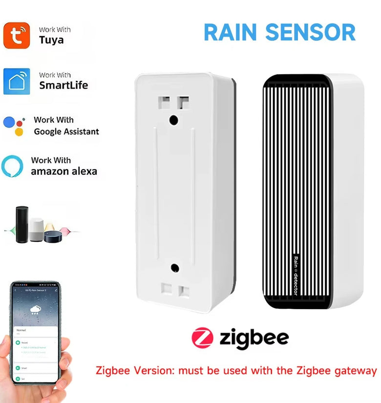 Tuya Smart WiFi/Zigbee3.0 Rain Sensor Real-time Monitoring of Rainfall Linked Smart Windows Doors and Irrigation Equipment Smart Life APP Work with Alexa Google Assistant