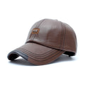 Collrown Men's Outdoor PU Leather Baseball Cap Casual Sun Hat Adjustable Sport Casual Visor Hat for Autumn Winter