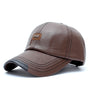Collrown Men's Outdoor PU Leather Baseball Cap Casual Sun Hat Adjustable Sport Casual Visor Hat for Autumn Winter