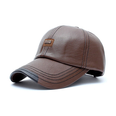 Collrown Men's Outdoor PU Leather Baseball Cap Casual Sun Hat Adjustable Sport Casual Visor Hat for Autumn Winter
