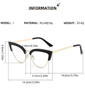 Fashion Metal Cat Eye Reading Glasses Anti-Blue Light High Definition Lenses Lightweight Computer Eyewear With Magnification