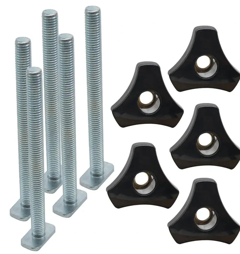 5 Pack T Bolt Knob Kit Miter Track Sliding Nut Woodworking Tool Jigs Screw Fixture For Workbench T-Slot Suitable Use With 1/4