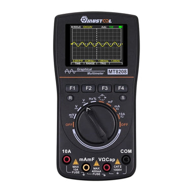 MUSTOOL MT8208 Intelligent Graphical Digital Oscilloscope Multimeter 2 in 1 With 2.4 Inches Color Screen 1MHz Bandwidth 2.5Msps Sampling Rate for DIY and Electronic Test Upgraded from MT8206
