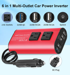 12V to 220V Car Inverter Modified Sine Wave Car Power Converter 500W Peak Power Quick and Smart Charging