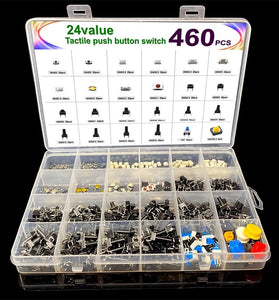 460PCS Tact Switch Push Button Switch Micro Switch For Car Remot/TV/Toys/Home Use Button Caps Kit