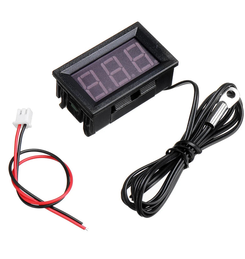 3Pcs 0.56 Inch Mini Digital LCD Indoor Convenient Temperature Sensor Meter Monitor Thermometer with 1M Cable -50-120 DC 5-12V