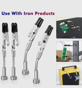 2Pcs 4Pcs Magnetic PCB Holder Flexible Metal Arms Soldering Station Fixture 360 Degree Rotating Alligator Clips Heavy Duty Tool for Electronics Repair Jewelry Crafting