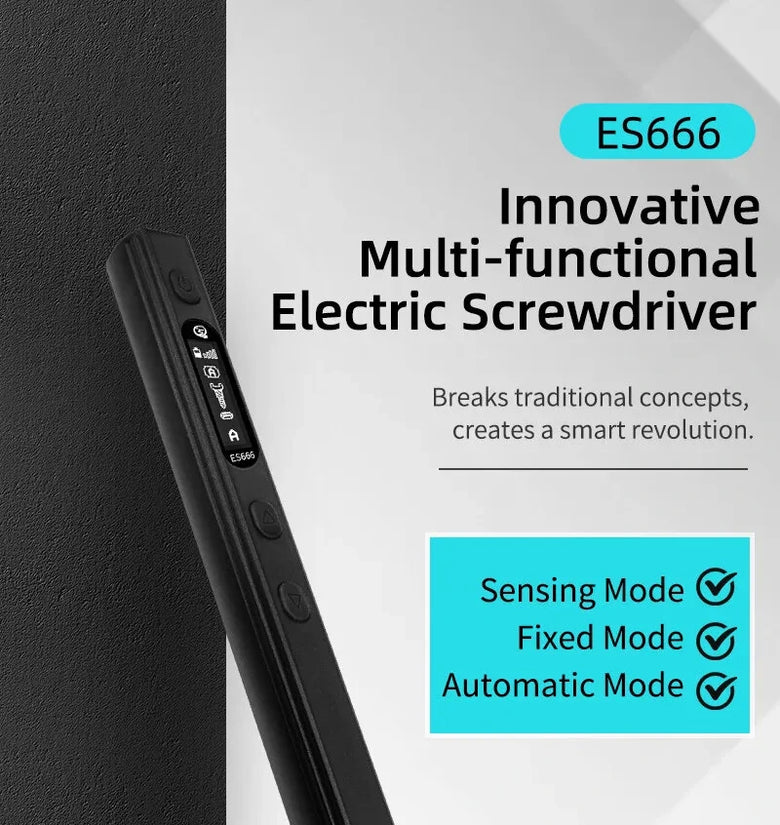 SEQURE ES666 Innovative Multi-functional Electric Screwdriver Smart Somatosensory Recognition LED Illumination Large Capacity Battery Precision Control 30PCS Hexagon Bits Essential Tool for Easy Assembly & Disassembly