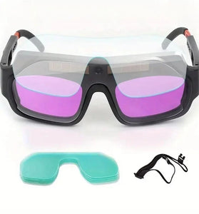 Solar-Powered Automatic Dimming Welding Glasses TIG MIG ARC Suitable Auto Darkening Protective Film Included