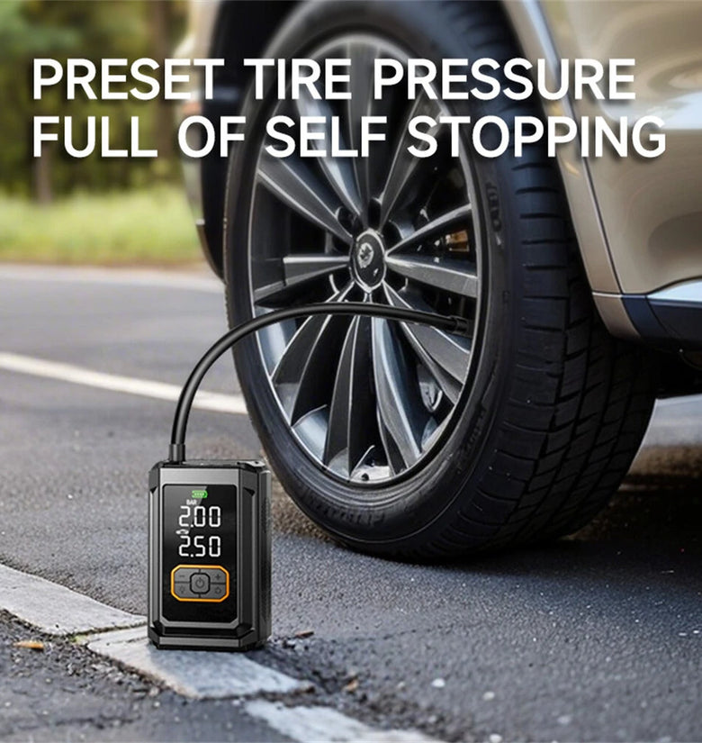 Buwei XM01 Portable Wireless Air Pump Digital Display USB Charging Emergency LED Light for Car Bike Tire Inflation Pressure Measurement