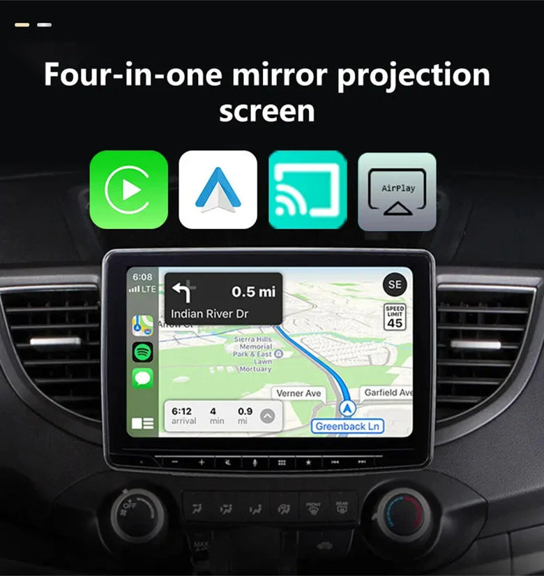 LAESD Q1A 4 in 1 Wireless CarPlay/Android Auto/Mirror Link/AirpIay Smart Box Bluetooth 5.0 WiFi USB Plug and Play Smart Voice Assistant