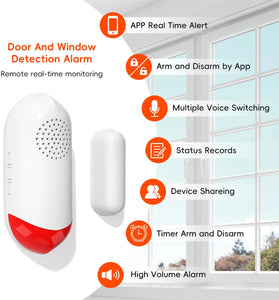 AW401S Tuya WiFi Door Window Sensor Alarm Home Security Wireless Magnetic Sensor Anti-Theft Alarm Sound and Light Smart Voice Tuya APP Control
