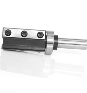 1/2 Inch 12mm Shank 3 Flutes Carbide Insert Flush Trim Router Bit Pattern Bit Top and Bottom Bearing Template Flush Cut Router Bit 1-1/8" / 28.6mm Cutting Diameter for Wood Trimming