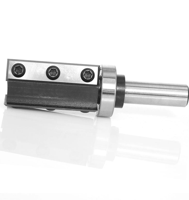 1/2 Inch 12mm Shank 3 Flutes Carbide Insert Flush Trim Router Bit Pattern Bit Top and Bottom Bearing Template Flush Cut Router Bit 1-1/8