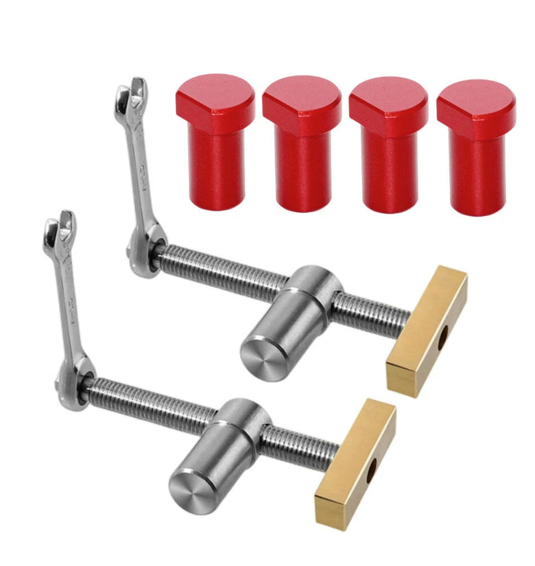 19mm/20mm 2PCS Woodworking Desktop Clip with 4 PCS Dog Holes Stop Fast Fixed Dog Hole Clip Clamp Brass Stainless Steel Fixture Vise Benches Joinery Carpenter Tool