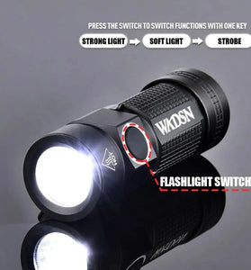 WADSN 400LM Tactical Flashlight Strobe Uitra-Light 22g Survival Safety Lamp With Hat Clip Power by 16340 Battery Camping Hunting Miniature Torch