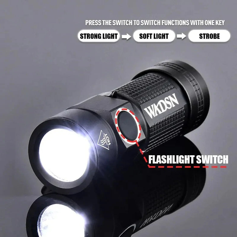 WADSN 400LM Tactical Flashlight Strobe Uitra-Light 22g Survival Safety Lamp With Hat Clip Power by 16340 Battery Camping Hunting Miniature Torch