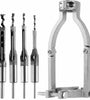 Square Hole Drill Bit Adapter with 4 Drill Bits Carbide Square Hole Drill Fixing Bracket Precise Woodworking Mortising Chisel Kit Tenon Drill Bits Fixing Bracket Accessory for Bench Drill