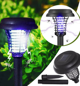 Elfeland Solar Powered Mosquito Killer Lawn Light Outdoor Zapper IP65 Waterproof UV Attraction & Electric Grid for Garden