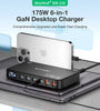 [GaN Tech] Blitzwolf BW-S30 175W 6-Port USB PD Charger 4USB-C+2USB-A QC PD Digital Display Fast Charging Desktop Charging Station for iPhone 16 16 Pro 15 14 13 Pro Max for MacBook Pro for Airpods for Apple Watch