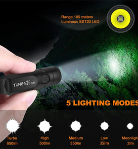 TUNENGE S15 650LM Mini Porable LED Keychain Flashlight USB Rechargeable Pocket Light Waterproof Emergency Outdoor Camping Fishing Lighting