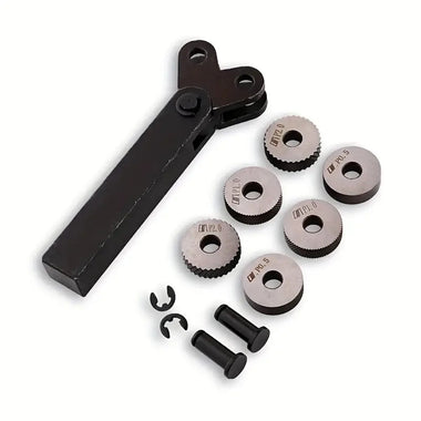 7pcs Steel Dual Wheel Knurling Tool Set with Diagonal Linear Knurl Wheel 0.5/1/2mm Pitch