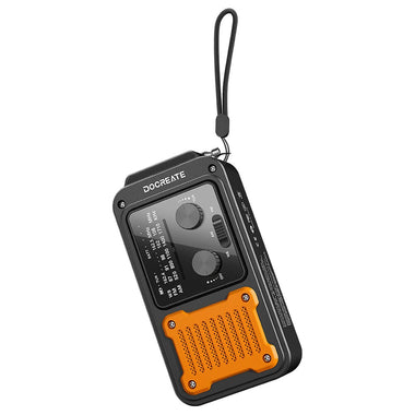 Docreate ER-64P Emergency Hand Crank Radio Portable Solar-Powered 2000mAh Battery Flashlight NOAA Weather Alerts USB Output Charger
