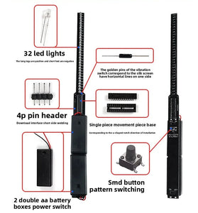 32-bit LED Flashing Light DIY Shaker Kit 8 Pattern Transformations Customizable Graphics Multi-Color LEDs Electronic Soldering Practice Kit