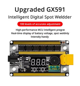 Spot Welder Kit Digital Control Board 2400A Peak Current 99 Adjustable Gears 8-24V High Precision Welding for 18650 Battery Nickel Sheets