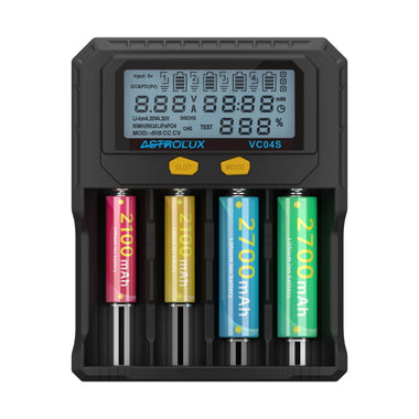 Astrolux VC04S Type-C Input Quick Smart Battery Charger LCD Display Intellegent Flashlight Charger 4 Slots For Li-ion LiF4PO4 Ni-MH 18650 21700 26650 AA AAA Batteries Cell