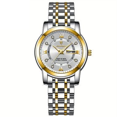 POEDAGAR Women Luxury Quartz Watch Date Dial Analog Fashion Business Casual Wrist Watch Luminous Waterproof Steel Band Lady Watch