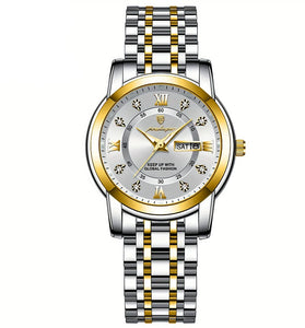 POEDAGAR Women Luxury Quartz Watch Date Dial Analog Fashion Business Casual Wrist Watch Luminous Waterproof Steel Band Lady Watch