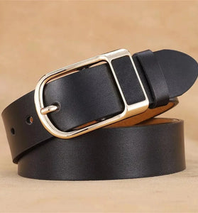 110-130cm Men's Casual Belt with Alloy Buckle 3.3cm Wide Simple Convenient Business Casual Pin Buckle Leather Belt
