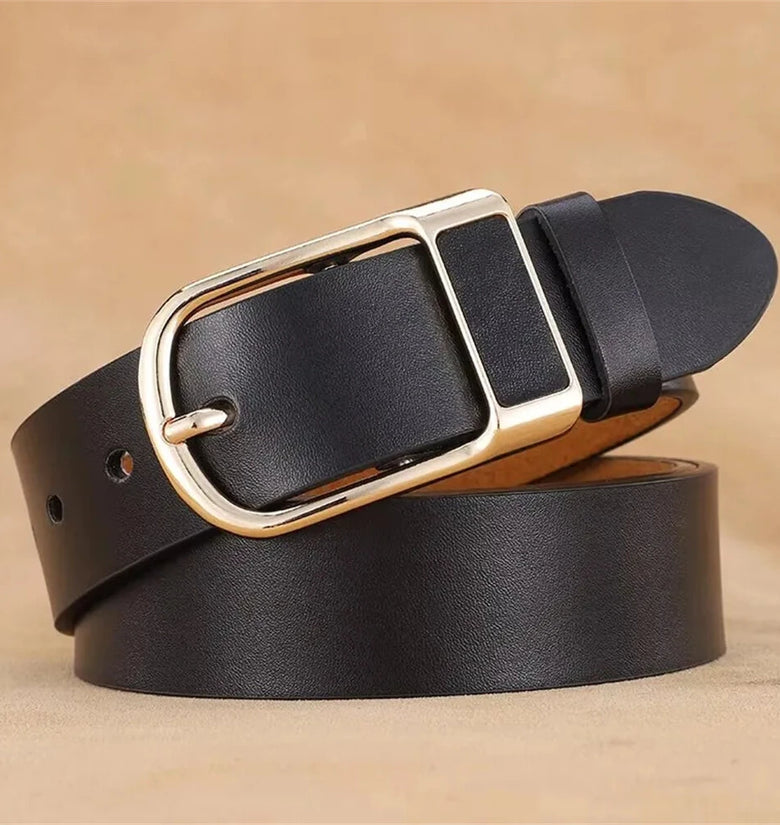110-130cm Men's Casual Belt with Alloy Buckle 3.3cm Wide Simple Convenient Business Casual Pin Buckle Leather Belt