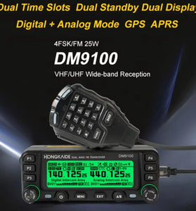 ZASTONE DM9100 25W DMR Mobile Radio Dual Band FM Transceiver VHF UHF Built-in GPS Module Digital and Analog Two Slot Voice Encryption