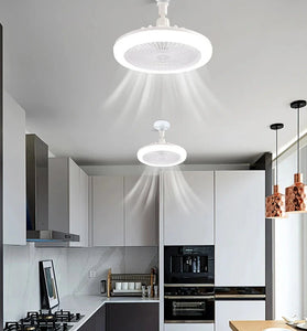 Ceiling Fans E27 Converter Base Smart Silent Ceiling Fans With Remote Control and Light LED Lamp Fan for Bedroom Living Room