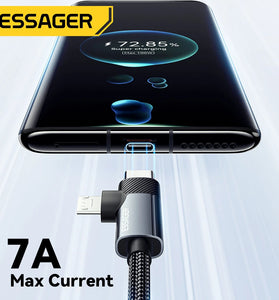ESSAGER ES-X59 7A USB-A to USB-C+Micro USB Cable QC Fast Charging Data Transmission Tinned Copper Core Line 0.25M/1M/2M Long for iPhone 16 16 Pro 15 15 Pro Max for Huawei Pura 80 Ultra for XIAOMI for SAMSUNG