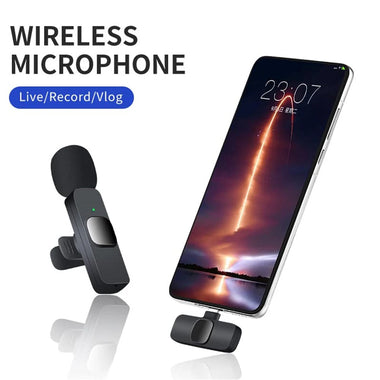 Wireless Lapel Microphone Compatible with iOS Android Smartphones Cordless Omnidirectional Condenser Mic for Interviews Videos Podcasts Vlogs