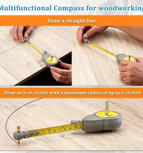 2m/6.56ft Rotape Tape Measure Compass with 10 Pencil Leads Measure Beam Compass for Drawing Circles and Lines