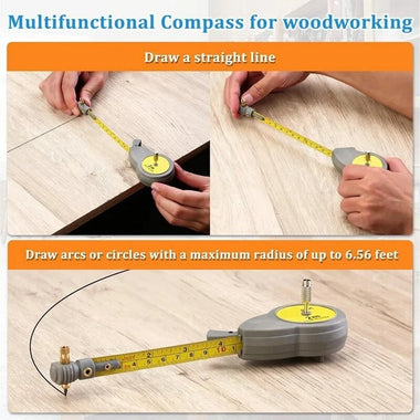 2m/6.56ft Rotape Tape Measure Compass with 10 Pencil Leads Measure Beam Compass for Drawing Circles and Lines
