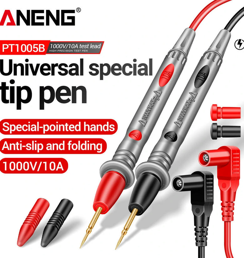 2Pcs ANENG PT1005B 10A 1000V Digital Multimeter Probe Universal Test Lead Needle Pin Wire Pen Cable Kit Current Voltmeter Tester Wire