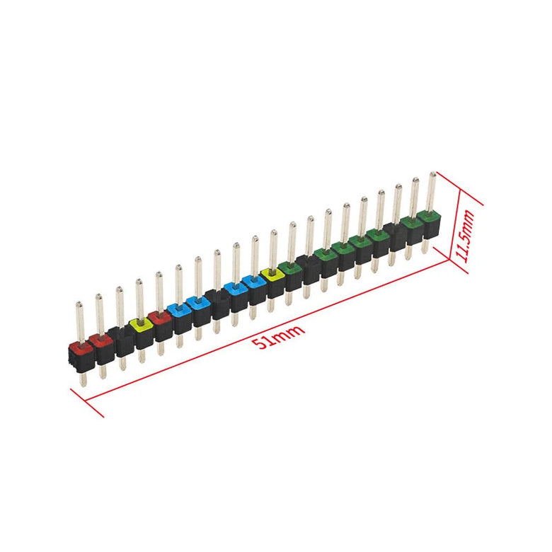 2pcs Raspberry Pi Pico Colorful Pin Header 20 Pins 2.54mm Spacing Gold-Plated Pins Quick Pin Identification Easy Soldering Electronic Components
