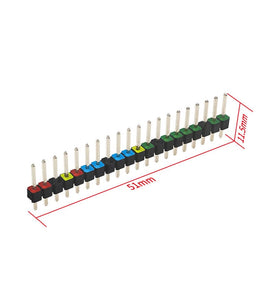 2pcs Raspberry Pi Pico Colorful Pin Header 20 Pins 2.54mm Spacing Gold-Plated Pins Quick Pin Identification Easy Soldering Electronic Components